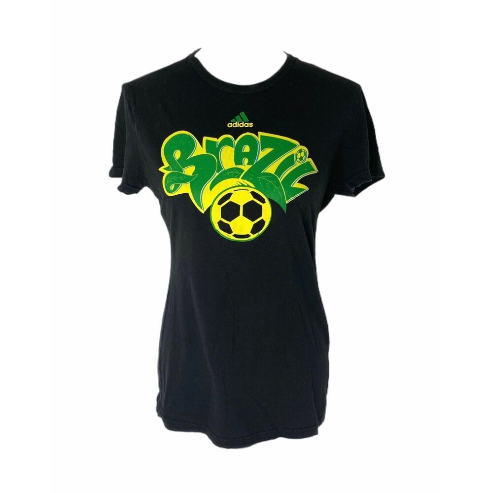 Adidas Women’s Shirt Black Brazil Soccer Short Sleeve Crewneck Size Medium